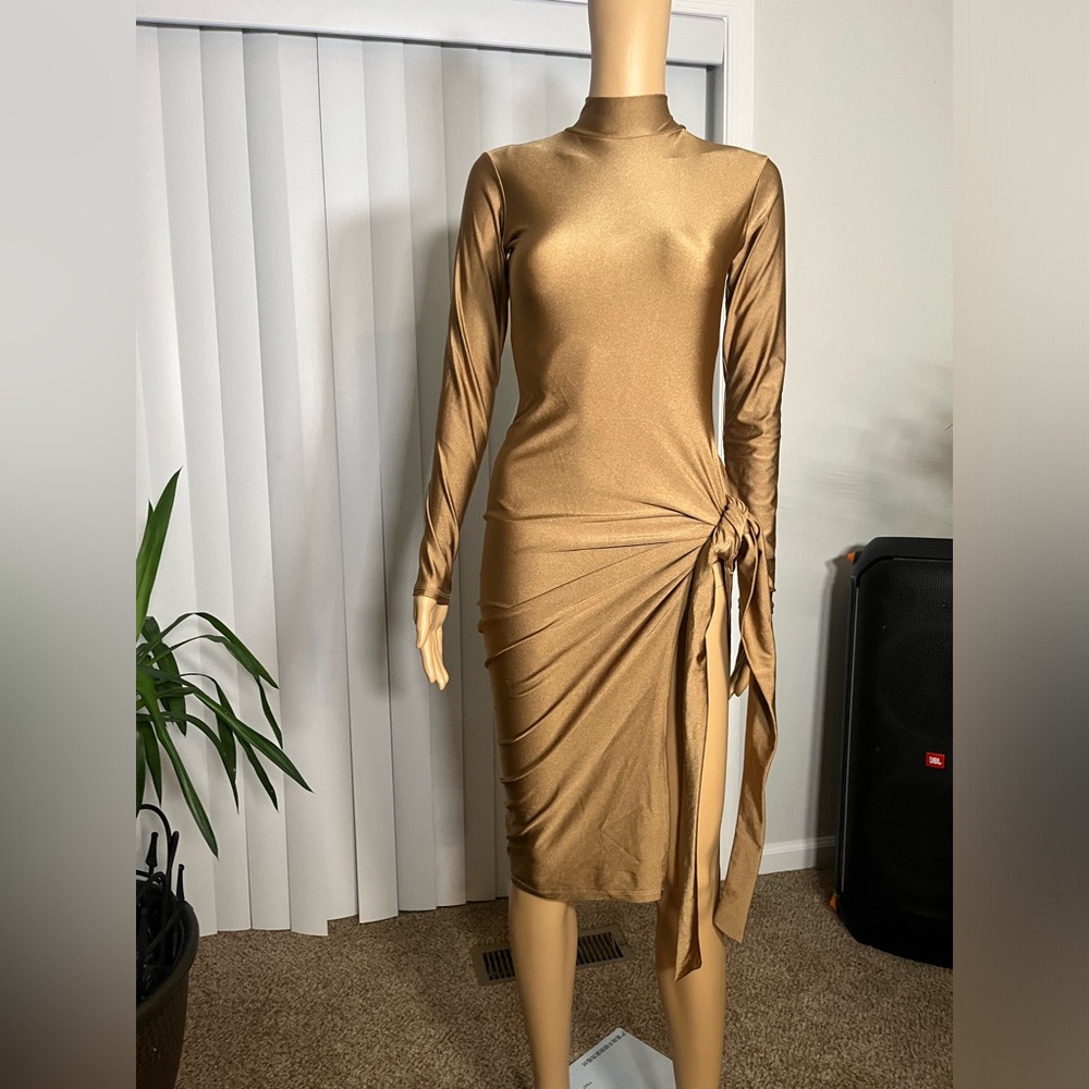 Gold dress never worn, high split